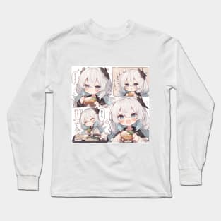 Chibi Girl try to eat food Long Sleeve T-Shirt